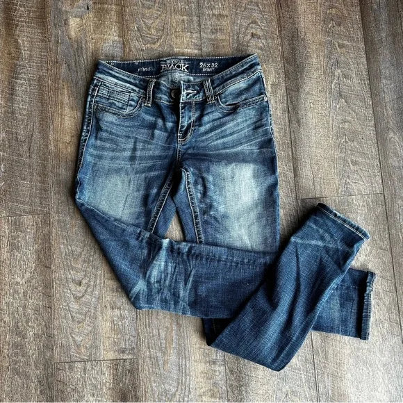 BKE Black Skinny Jeans 25x32 Medium Wash Stretch Buckle - Picture 4 of 4